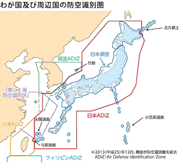 日本周辺の領空など