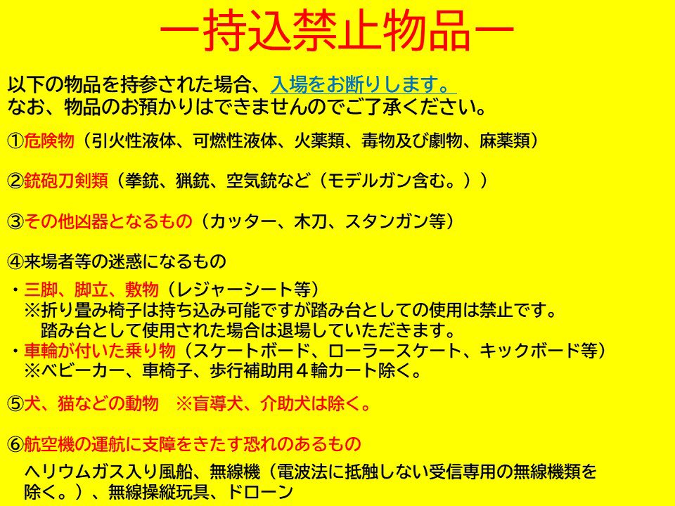 美ら島エアフェスタ2024の持ち込み禁止品一覧