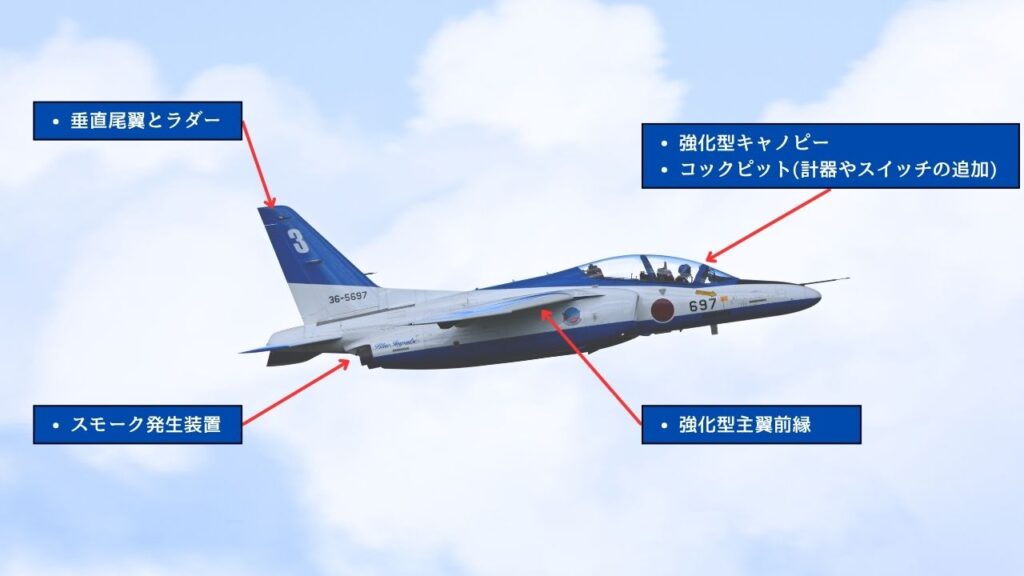 ブルーインパルスのT-4が通常機と違うところ。