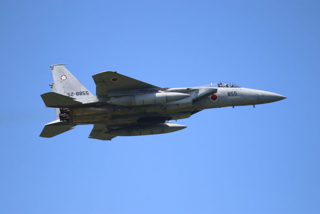 新田原基地に配備されているF-15J戦闘機。