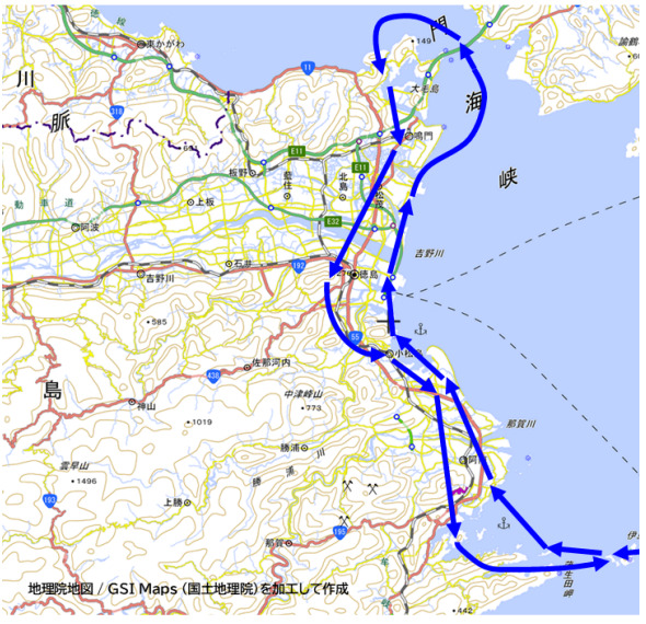 ブルーインパルスの飛行コース。